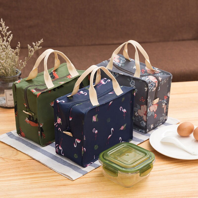 Koeltas Draagbare Voedsel Zak Aluminiumfolie Thermische Doos Rits Ice Pack Leuke Animal Prints Lunchbox