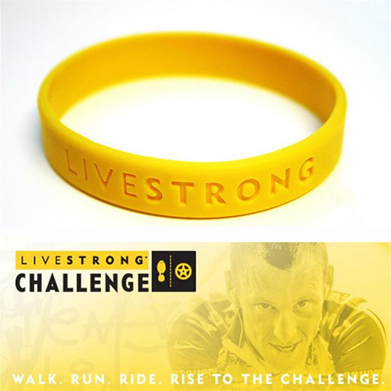 50pcs LIVE STRONG Sport Wristbands Motivational Bracelets Adult Teenager Bracelet Outdoor Cycling Match Souvenir Yellow