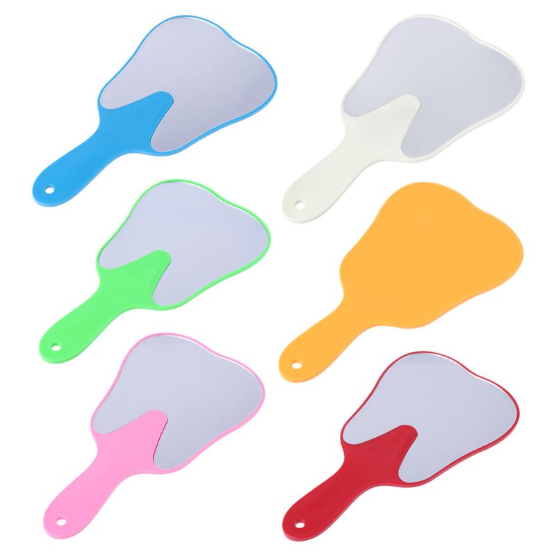 1 Pcs Unbreakable Patient Hand Mirror ABS+PVC+glass 14X13cm Cute Small Handle Dental Mirror Cosmetic Mirror Tool Makeup Mirrors