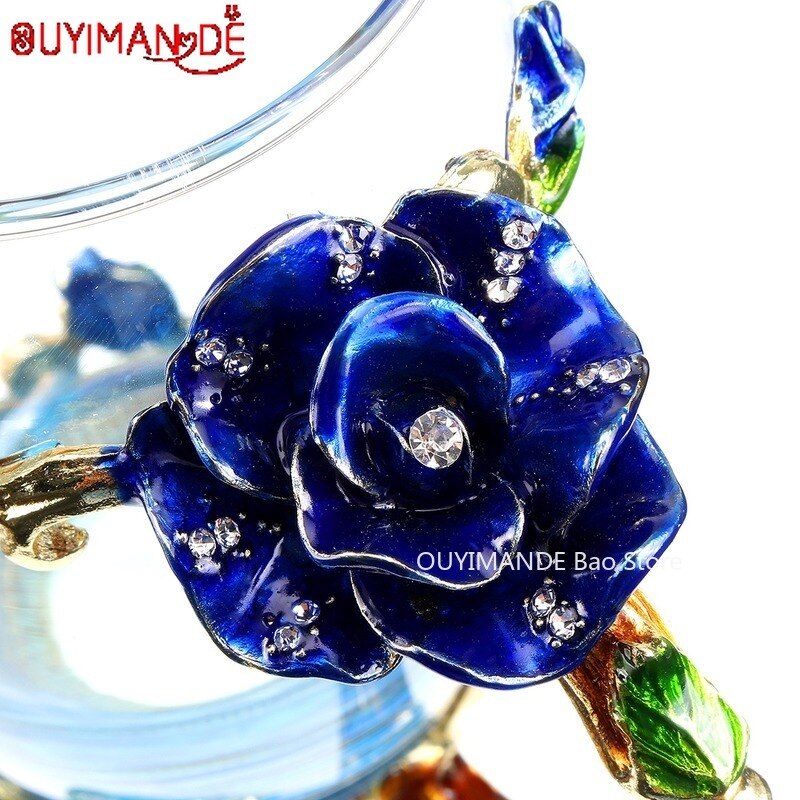 Bleu belle papillon émail tasse à café fleur thé verre tasses boisson chaude et froide thé tasse cuillère ensemble parfait de mariage