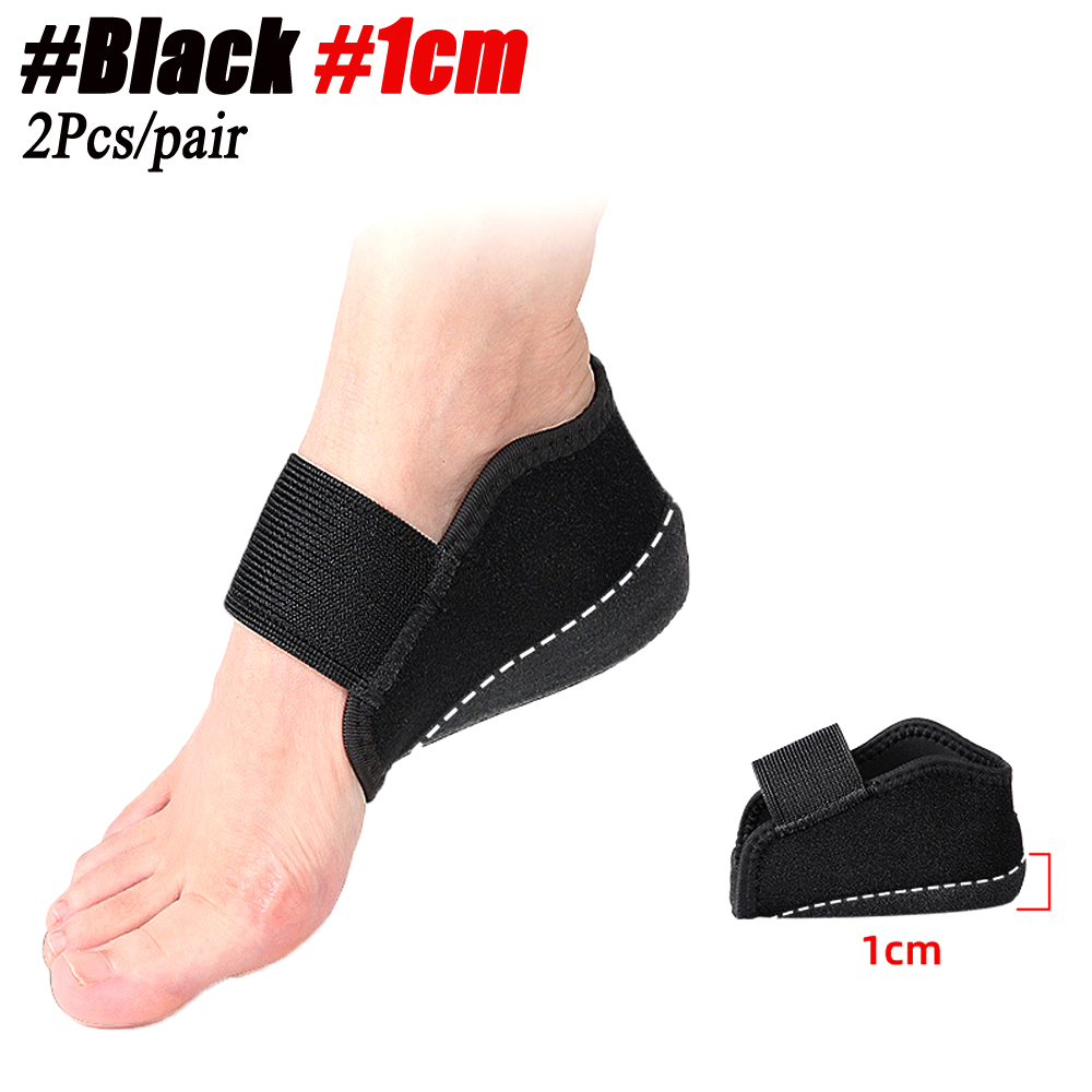 Chaussettes Invisibles en Gel de Silicone, Coussretours de Talon, Support de Voûte Arquée Orth4WD, Semelles de Coussin de Talon, Unisexe, 1-3cm, 1 Paire: L / Noir