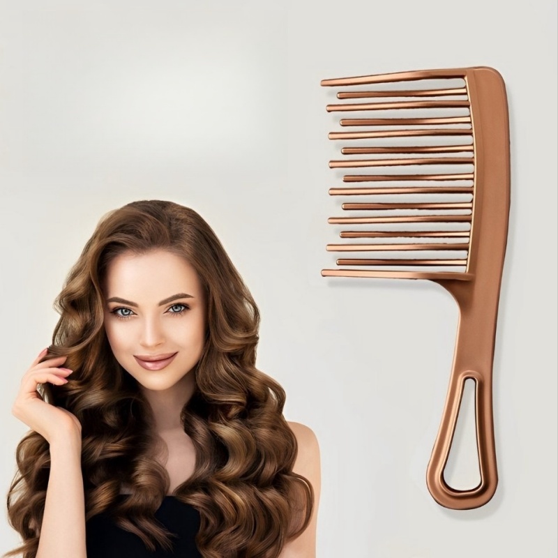 Peigne à dents grandes à Double rangée pour femmes, spécial permanente, bouclé, en plastique, grand peigne de coiffure long et moelleux