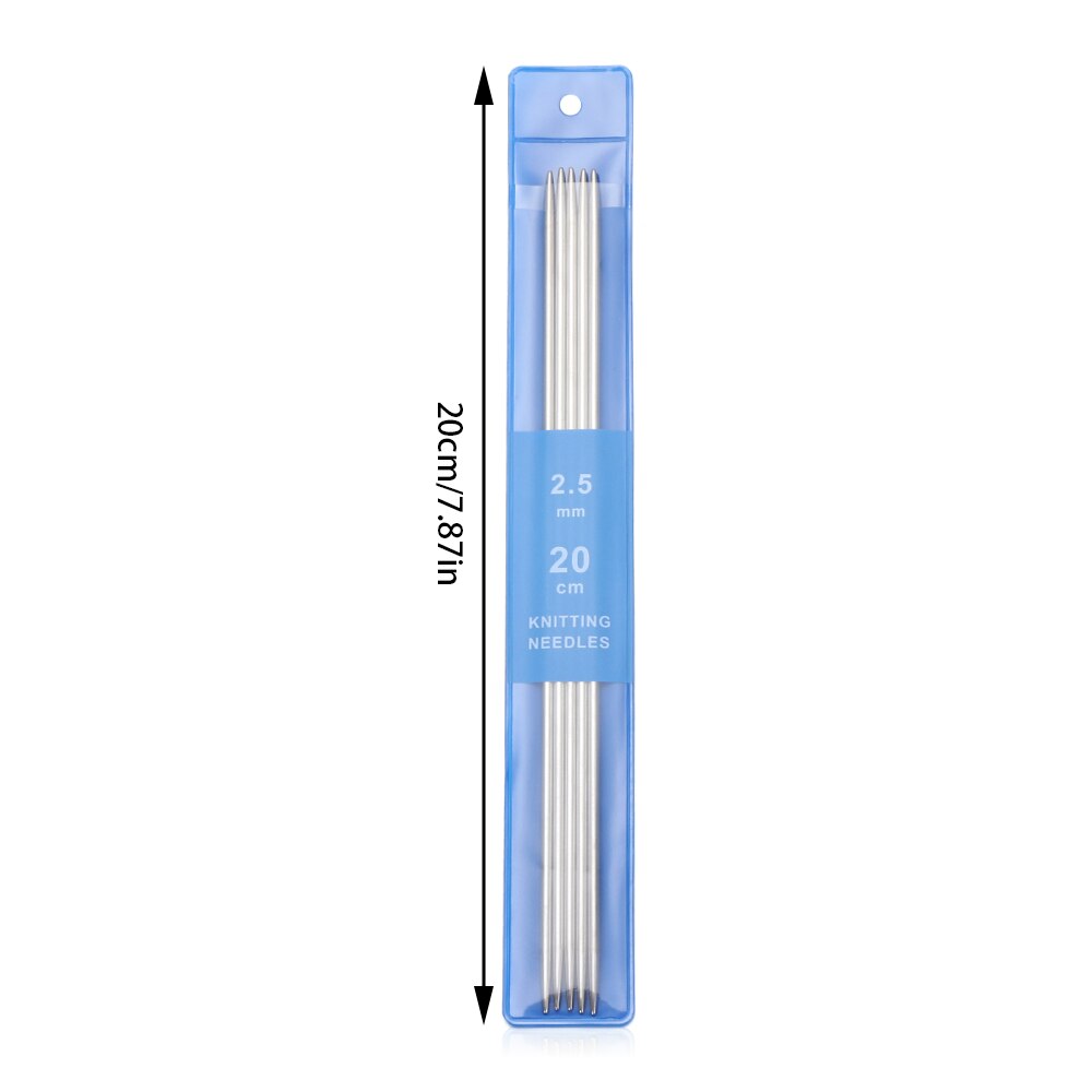 Agujas de tejer rectas de acero inoxidable, 5 uds., DIY, suéter tejido, ganchos de ganchillo metálico de diámetro 2/2, 5/3/3, 5/4MM, herramienta de costura artesanal