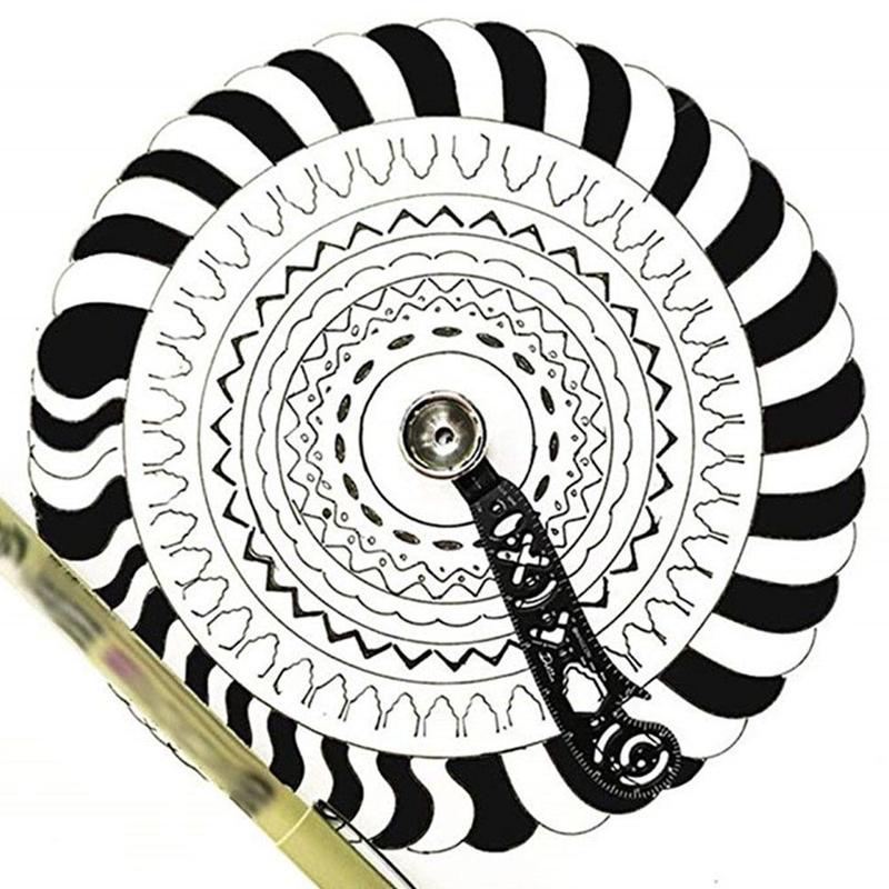 Ultimate Tool Mini Protractor Combo-Circles Drawing Patterns Drawing Curved Metallic Ruler