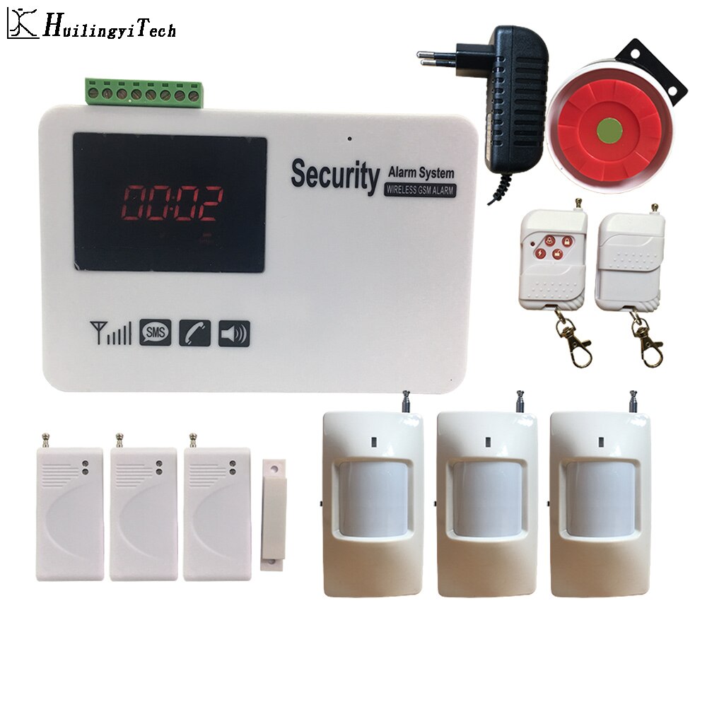 Gsm Sms Security Alarm System Screen Touch Wireless Home Alarm System with Motion Detecter DIY Kit: B120-3p3d / EU Plug / English