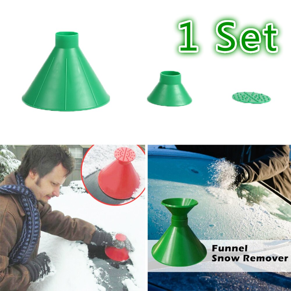 3Pcs Auto Car Magic Window Windshield Car Ice Scraper Shaped Funnel Snow Remover Deicer Cone Deicing Tool Window Cleaning