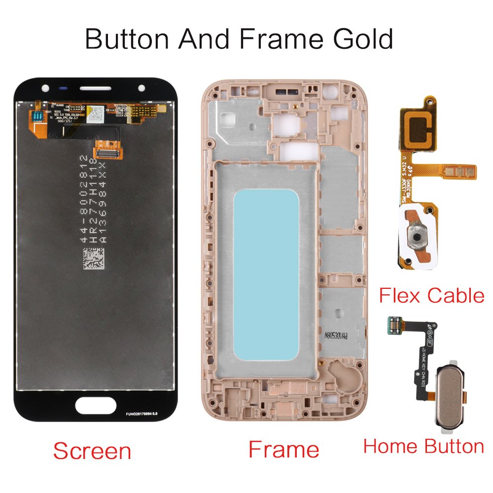 AMOLED LCD Screen for Samsung Galaxy J3 Pro J330F J330FN - 5.0 inch Display with Touch Digitizer: Button Frame Gold