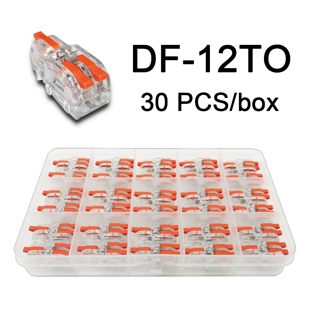 Mini Fast Boxed Wire Connector DF-12/13/14/15 Compact Conductor Spring Wiring Connector Conductor Push-in Terminal Block: 12 TO 30PCS