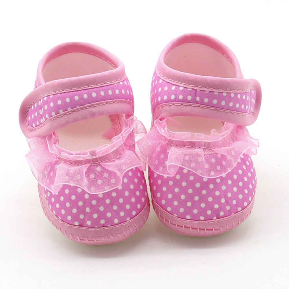 Newborn Infant Baby Dot Lace Girls Soft Sole Prewalker Warm Casual Flats Shoes First Walker Baby Girl Kids Soft Rubber Sole#45: A / 12M