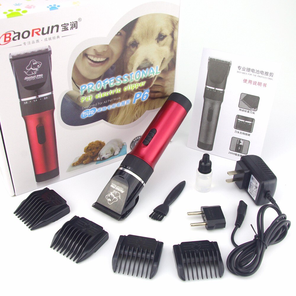 Genopladelig elektrisk strøm hundehårstrimmer til kæledyr kæledyr kæledyr støjsvag hår barbermaskine klippemaskine stor hund