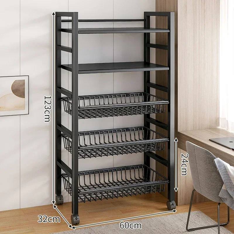 Carro de cesta de verduras para cocina, estante de almacenamiento multifuncional, carrito rodante móvil para fruta, horno microondas, organizador de cocina: Rosa claro