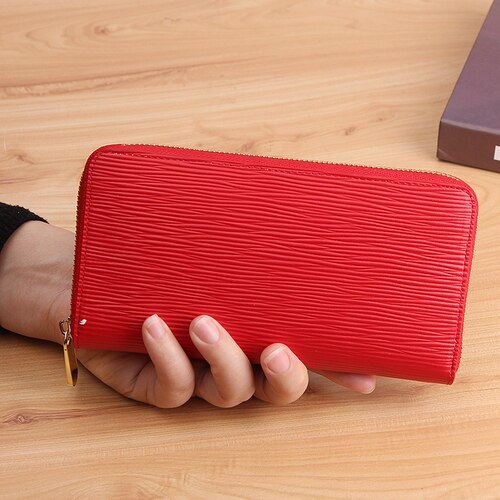 Portefeuille en croûte de cuir jaune pour femmes, pochette à fermeture éclair, Style japonais: Rouge