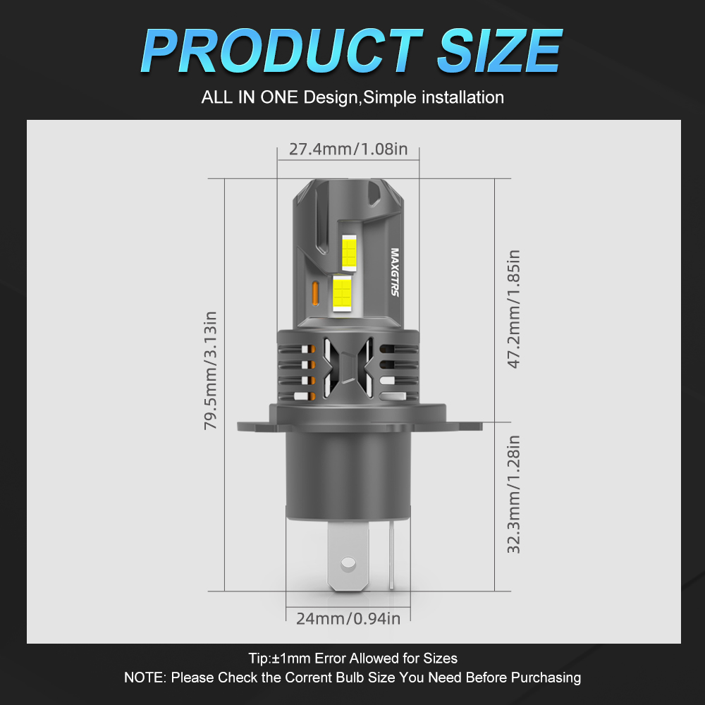 1 pièces H4 Moto phare LED ampoule H4 HB3 LED Moto lumière feux de croisement phare Moto lumière LED 6000K blanc blanc