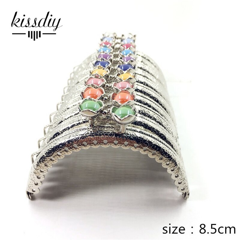 KISSDIY 20pcs/10pcs 8.5CM Lotus head Bag Kiss Clasp Bronze Semicircle Metal Coining Pattern Purse Frame DIY Bag Sewing Acces: Silver / 20pcs