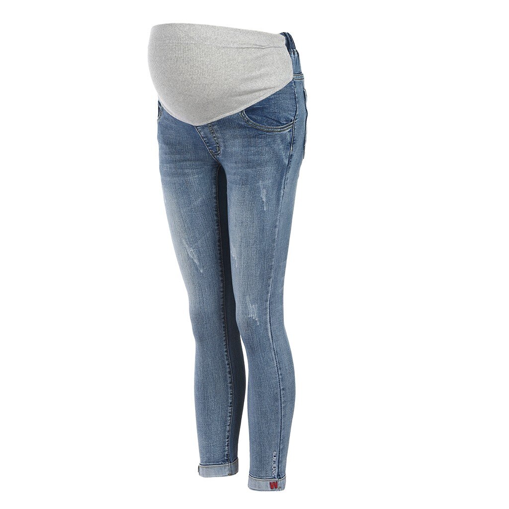Byxor för gravida kvinnor kläder elastisk midja gravidbyxor buken graviditet jeans stretch leggings kläder dam