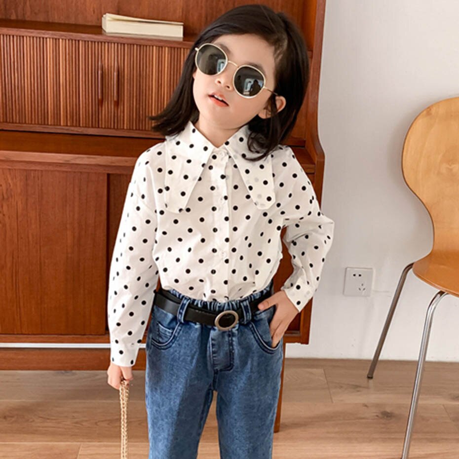 Blusa para niña bebé de lunares, camisas para niña, blusa de estilo informal, ropa para niña, Otoño e Invierno