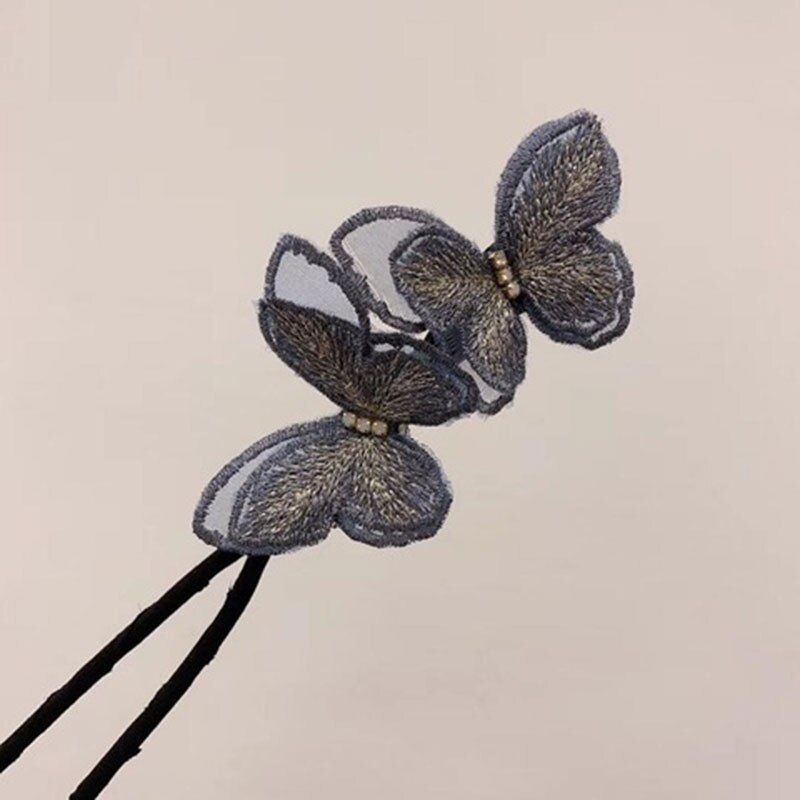 Butterfly Hair Bun Maker Butterfly Hairpin Heandband Fashionable for Women Girls: Blue