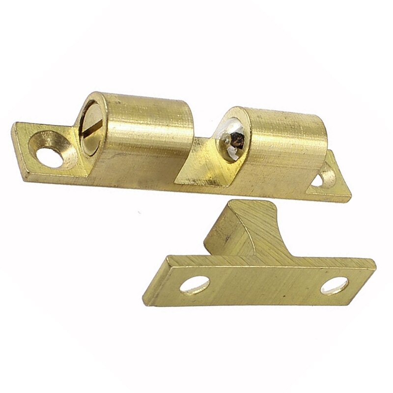 Room Cabinet Door Latch Brass Double Ball Catch 60mm Length Gold Tone with Nail Art Electric Drill Bits File Kit