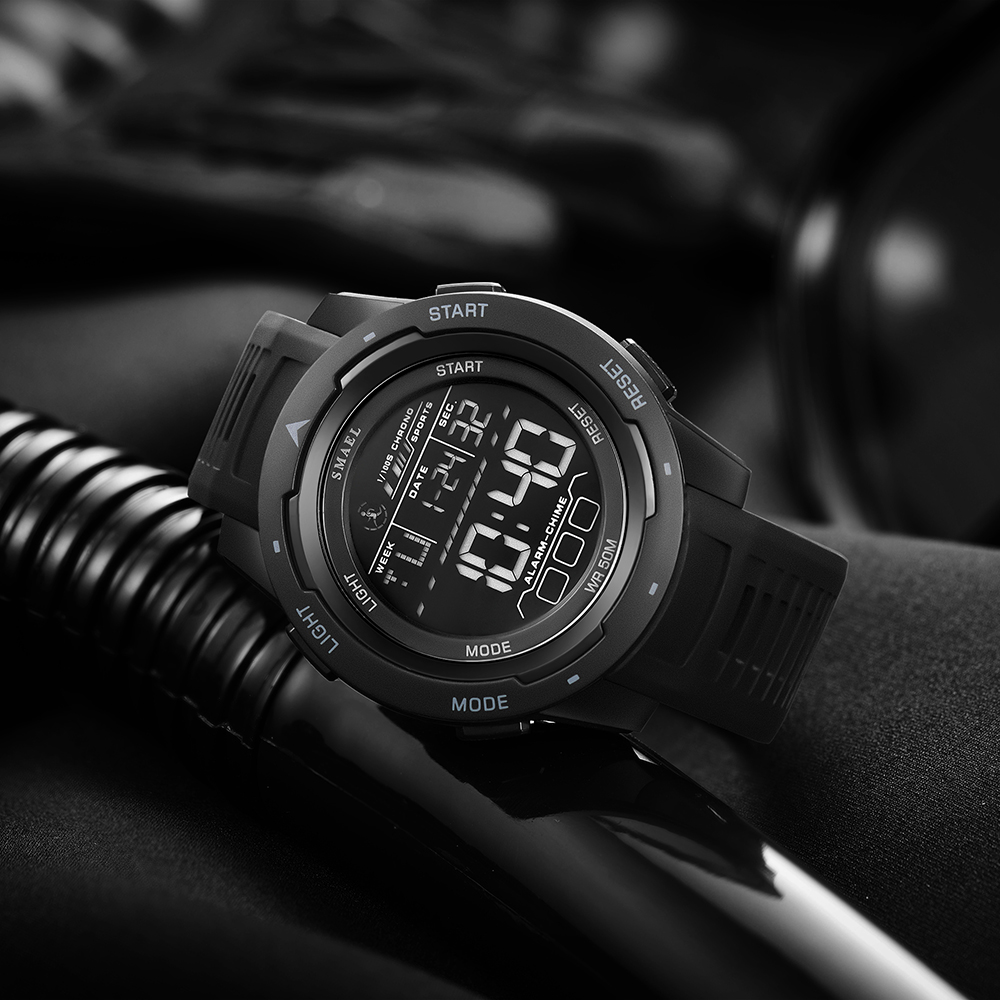 Smael Digitaluhren Sport LED Armbanduhren Herren 50m wasserdichte Uhr Digital hell Stoppuhr Uhr für Herren