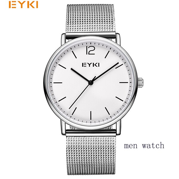 EYKI Couple tissage Mech bracelet montres Simple milanais en acier inoxydable hommes femmes tenue décontractée montre Ultra mince Relogio: 7063-2