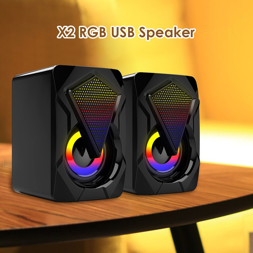 ALLOYSEED Computer Speakers - 3W x2 Subwoofer Multimedia Bass - USB Powered RGB Lighting for Desktop PC Laptop