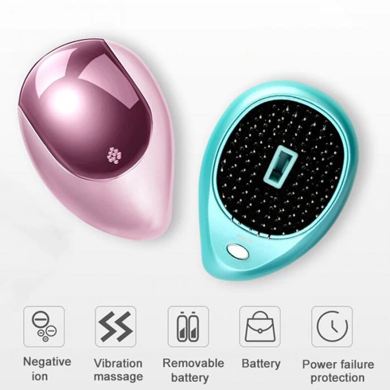 1 stücke Magie Tragbare Elektrische ionisch Haarbürsten Elektrische Massage Kämme Mini Ionen Vibration Haar Pinsel Kopf Massagegerät Haar Salon