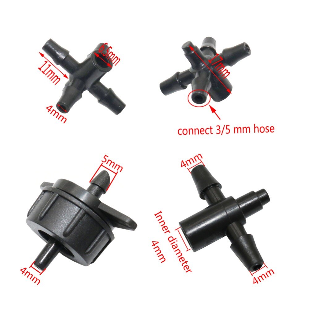 2/4/8L Steady Flow Dripper Met 3-Weg 5-Way Barb Connectors Landbouw Druppelirrigatie systeem Dripper Drip Pijl Adapter 100 Pc