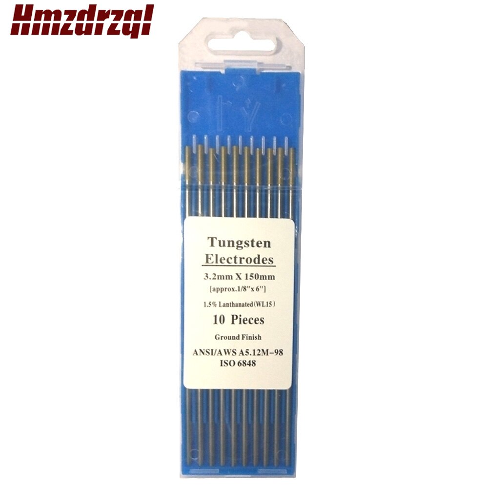 WL15 10 Stuk Gouden Kleur 1.0/1.6/2.0/2.4/3.0/3.2/4.0Mm * 150Mm Lanthanated Wolfraamelektrode Hoofd Wolfraam Naald/Staaf Voor Wel