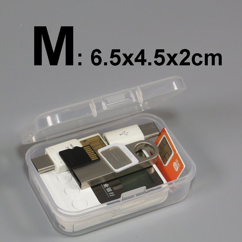 WAKEWO small Clear transparent box memory TF micro SD card case sim card adapter earphone collection box storage