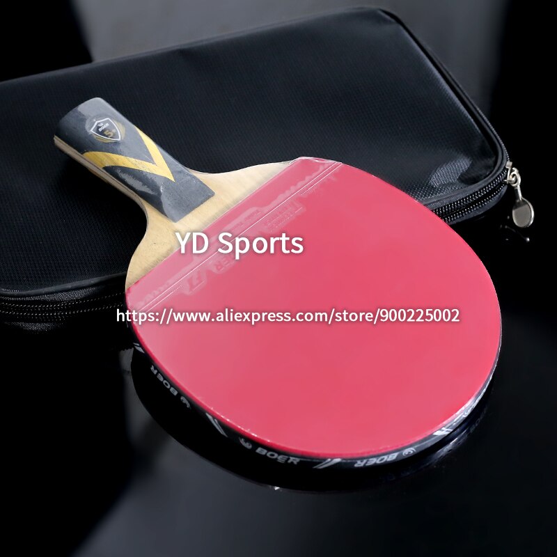 5 Stars Carbon Fiber Table Tennis Racket Long Handle Short Handle Double Face Pimples-In Rubbers Training Racquet With Bags: Long Handle