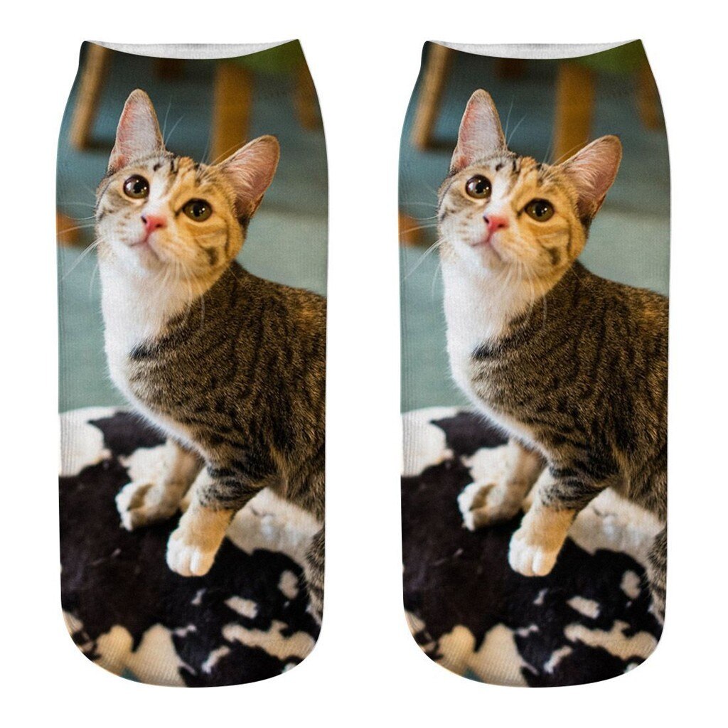 #30 Funny Socks Women Men 3d Novelty Crazy Funny Cat Ankle Socks Cute Colorful Cartoon Low Cut Socks Kobieta Skarpety: N