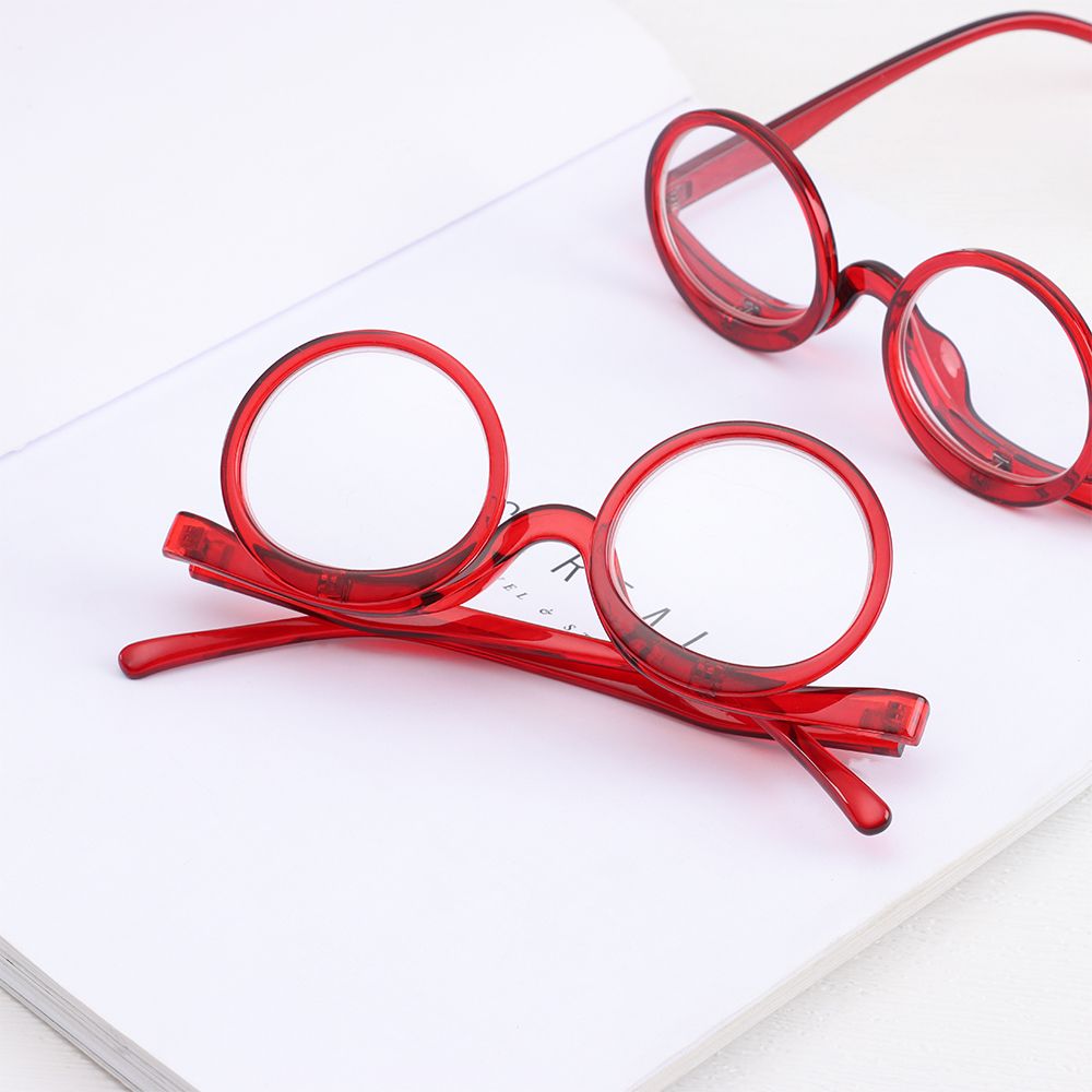 Rotating Magnifying Folding Magnification Eyeglasses Presbyopic Clamshell Makeup Eyewear Glasses Reading Glasses Lens +10~+40