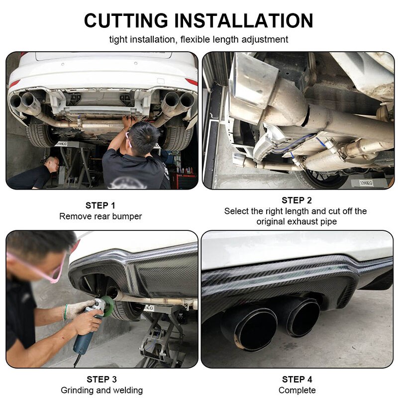 Ongelijke Glossy Carbon Fiber Uitlaatpijp Auto Dual H Model Uitlaat Uitlaat Tips Rechts Titanium End Tip Universele