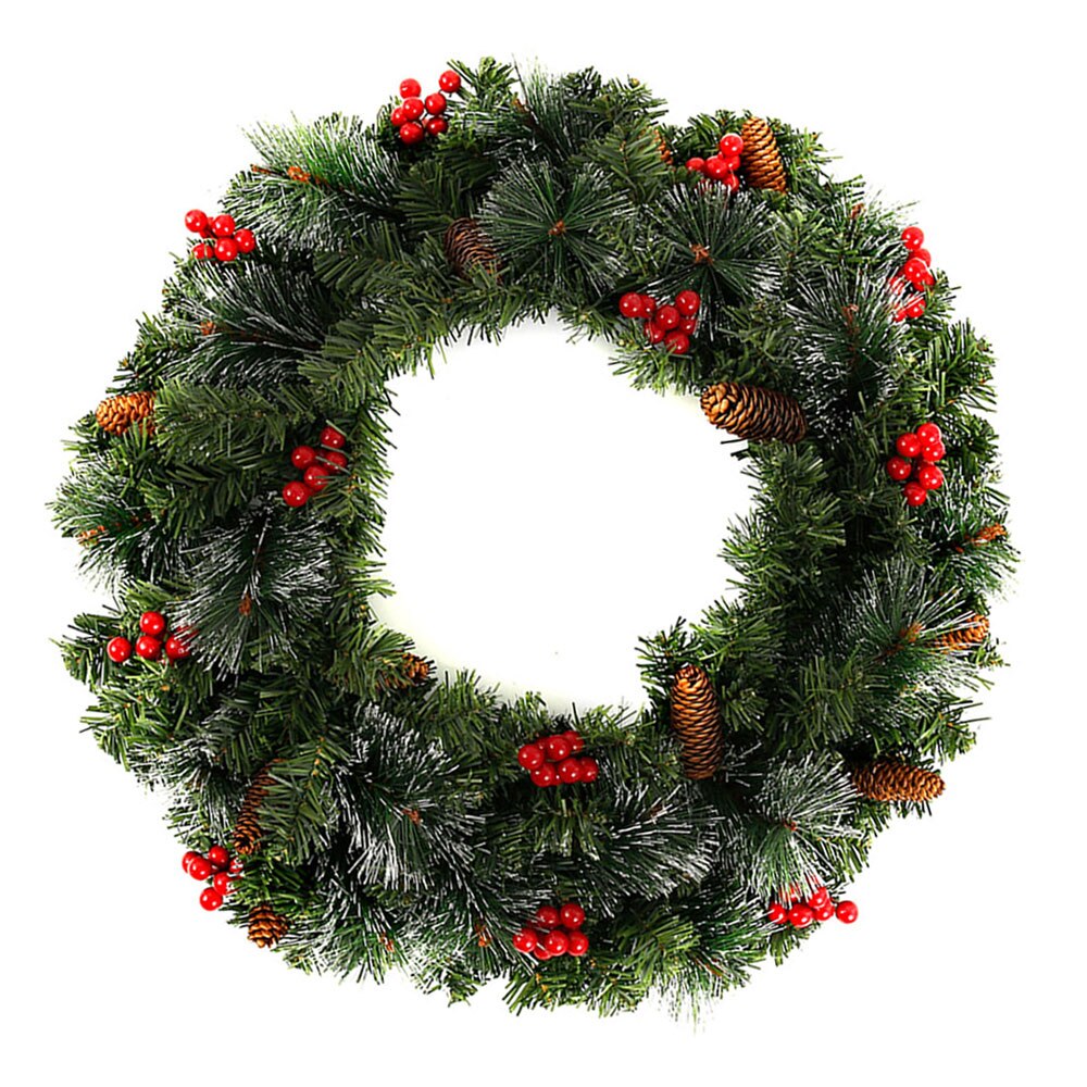 1.8/2.7m jul kunstig krans krans fyrretræ diy hængende ornament juletræ år pejs dekoration: Uden led-lys