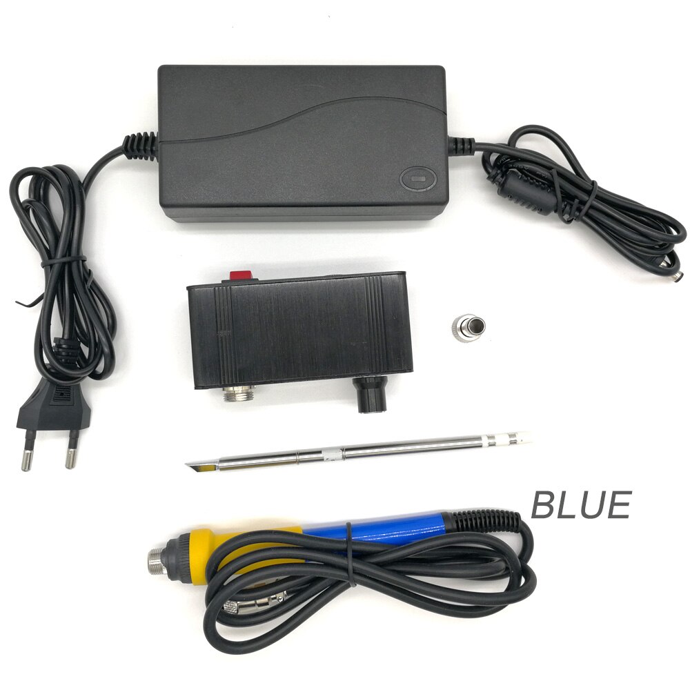 MINI estación de soldadura Quicko T12-942 con adaptador EU 24V3A, soldadura, punta de hierro T12, herramienta de soldadura portátil, máquina terminada: BLUE
