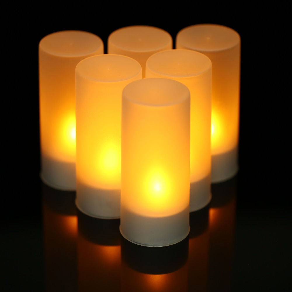 4/6/12pcs USB 5V Rechargeable LED Flickering Flameless Candles Tealight Candles Lights with Remote Control Frosted Cups