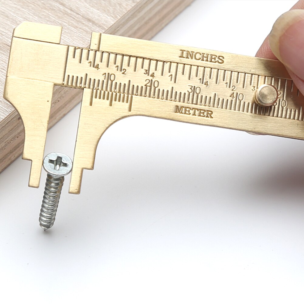 Brass Vernier Calipers Mini Dual-Scale Sliding Gauge Pocket Portable Ruler Portable Double Scale Woodworking Tool