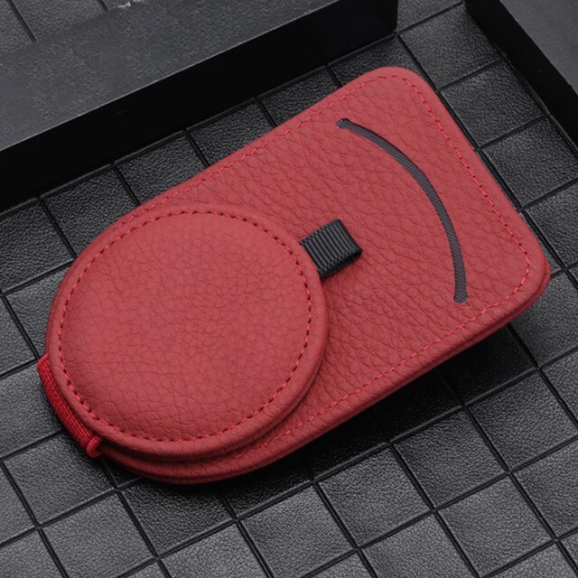 Uniwersalna osłona przeciwsłoneczna robić samochodu podkładki strąk szklanki skórzany klips robić okularów magnetyczne okulary przeciwsłoneczne z klapkami uchwyt na karty zapięcie wnętrze Organizer: Czerwony