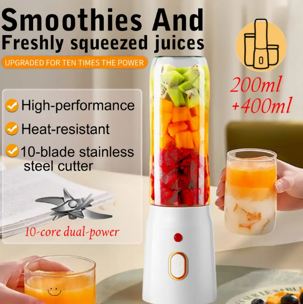 1set blender, sapcentrifuge optionele dubbele beker, draagbare oplaadsapbeker, multifunctionele sapcentrifuge voor studenten thuis, aanvullende voedselbeker