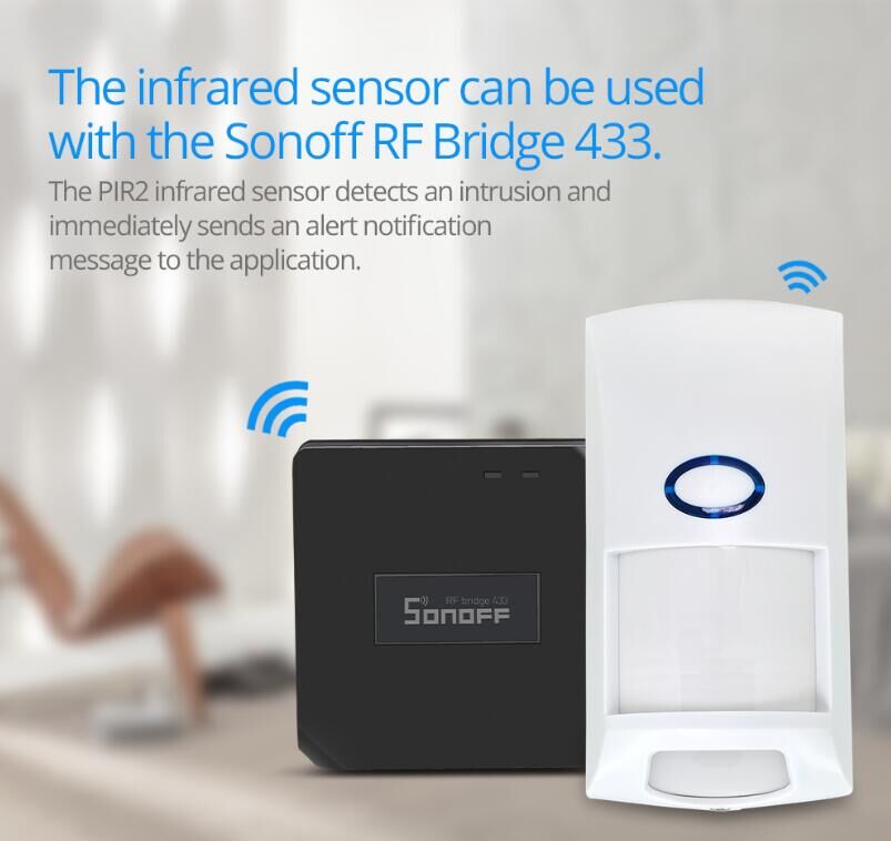 Sonoff 433 mhz rf bridge wifi dør vindue bevægelsessensor  dw1 trådløs detektor pir 2 433 alarm fjernbetjening smart hjem sikkerhedssystem: Bro og pir 2