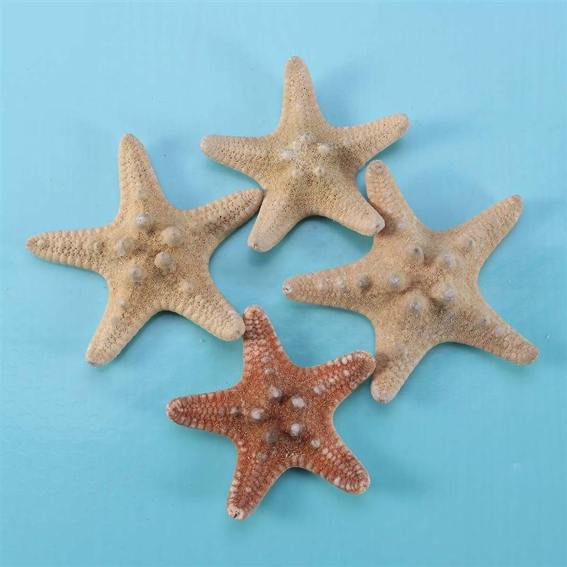 4Pcs Sea Star Carfts Decoratie Diy Strand Huisje Decor Zee Shell Voor Bruiloft Fotografie Party Home Decoratie (4-6Cm)