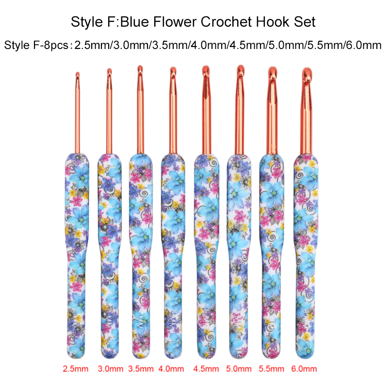 Premium Colorful Crochet Hook Set Soft Ceramic Mix Color Crochet Needles Home DIY Knitting Needles Sewing Tools: Style F-8pcs