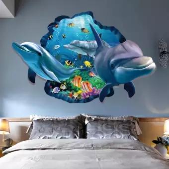 Unterwasser Fisch Delphin 3D Lebendige Fenster Zauberstab Aufkleber DIY Badezimmer Wohnzimmer Schlafzimmer Badezimmer Dekoration Poster: Ursprünglich Titel