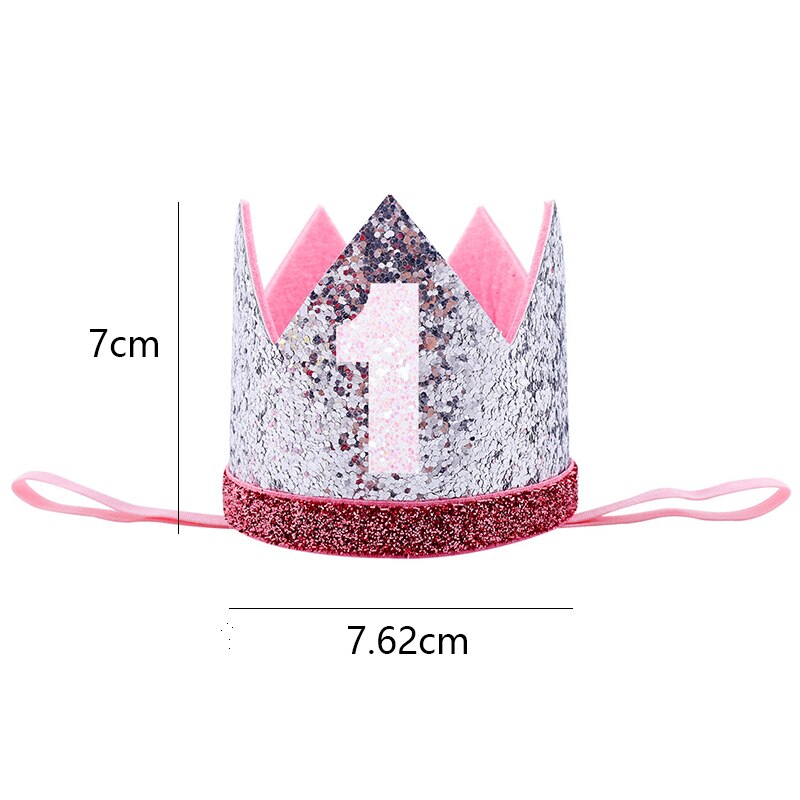 Corona de plata para cumpleaños, sombreros para , niños, niñas, niño, un año, corona de princesa, diadema, de bienvenida del bebé, suministro de decoración para fiestas