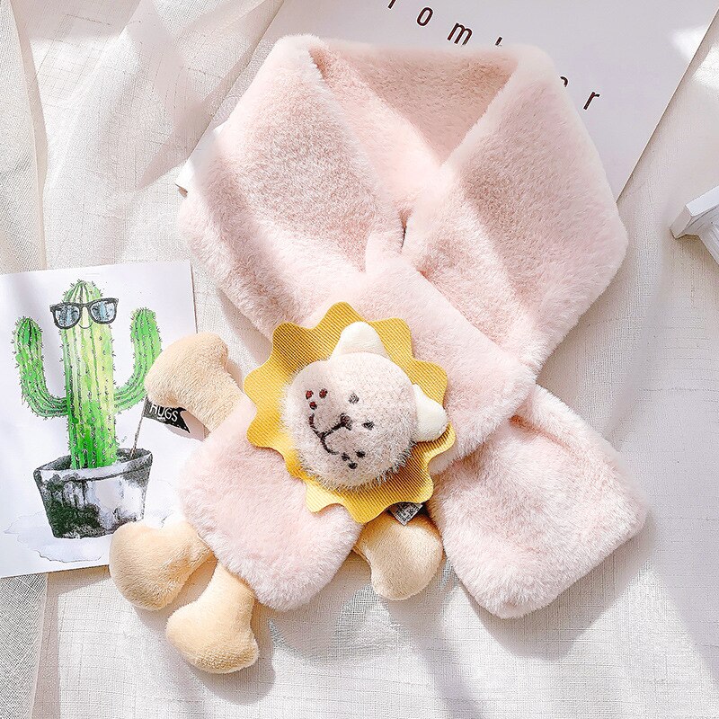 Bavoir couvre-chef en peluche pour femme, Version coréenne, court, , dessin animé, mignon, pour garçons et filles, étudiant et enfant, mignon, D54: Snow bud lion