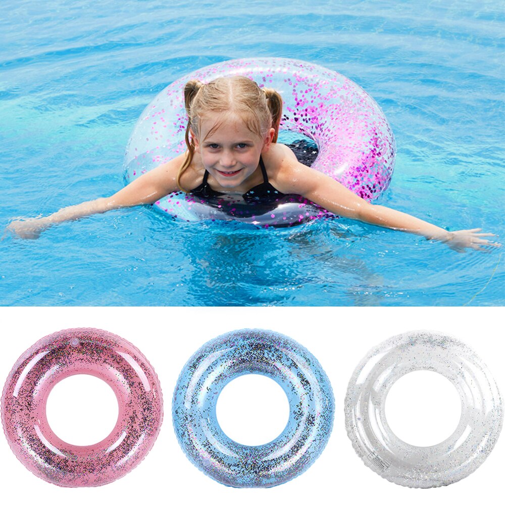 Bambini del bambino di Età Paillettes Trasparenti Anello di Nuoto Anello del Collo Del Tubo di Sicurezza Infantile Galleggiante Cerchio per WaterBathing Anello Gonfiabile