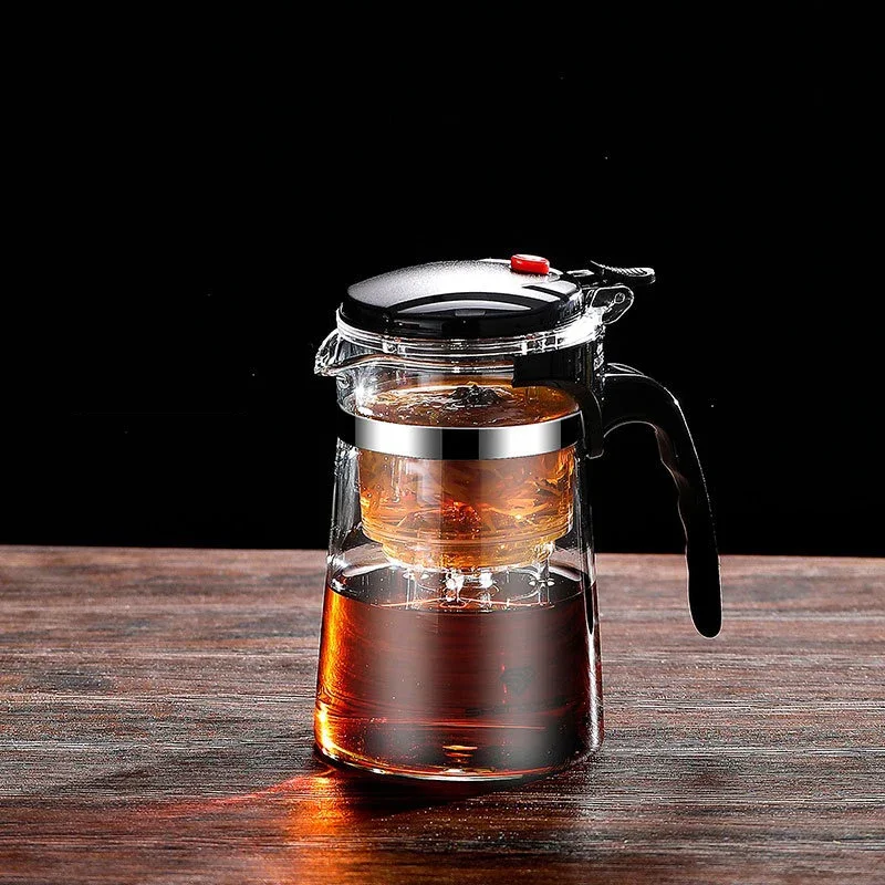 Bule de vidro 500ml-1800ml, prensa para filtrar chá, separador de água, filtro de escritório doméstico, máquina de chá kung fu, utensílios de chá, presentes de feriado: Cinza claro