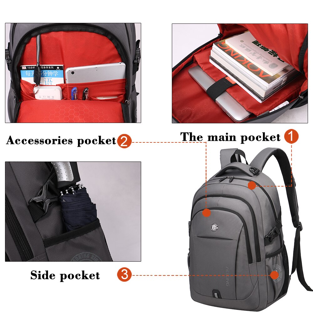 Aoking rugzak voor 14 15.6 inch laptop, studententas, schooltas, reistas, casual dagrugzak, waterdichte klassieke rugzak