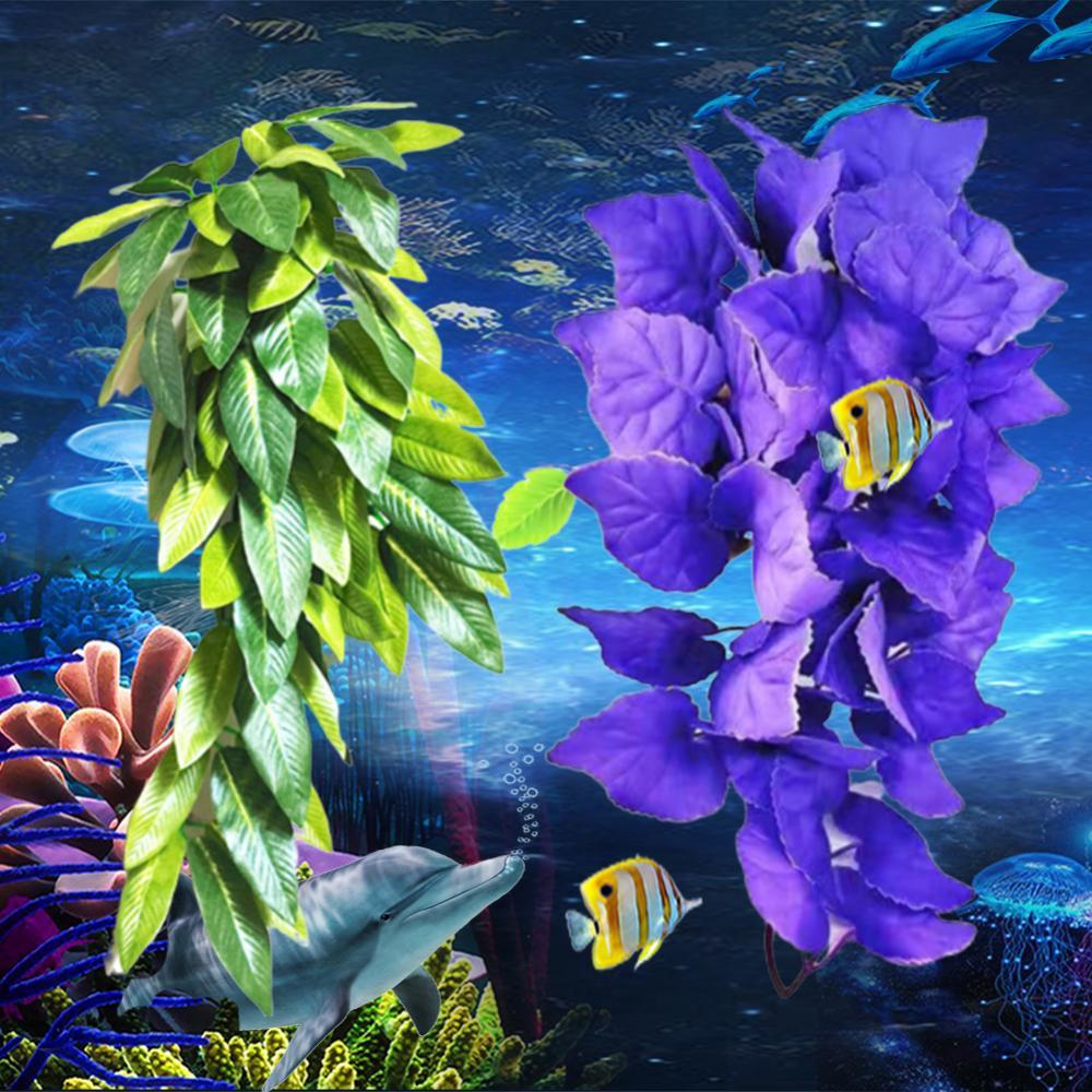 Plante d&#39;eau artificielle en rotin, plante suspendue, feuilles de vigne, décor d&#39;aquarium, directe