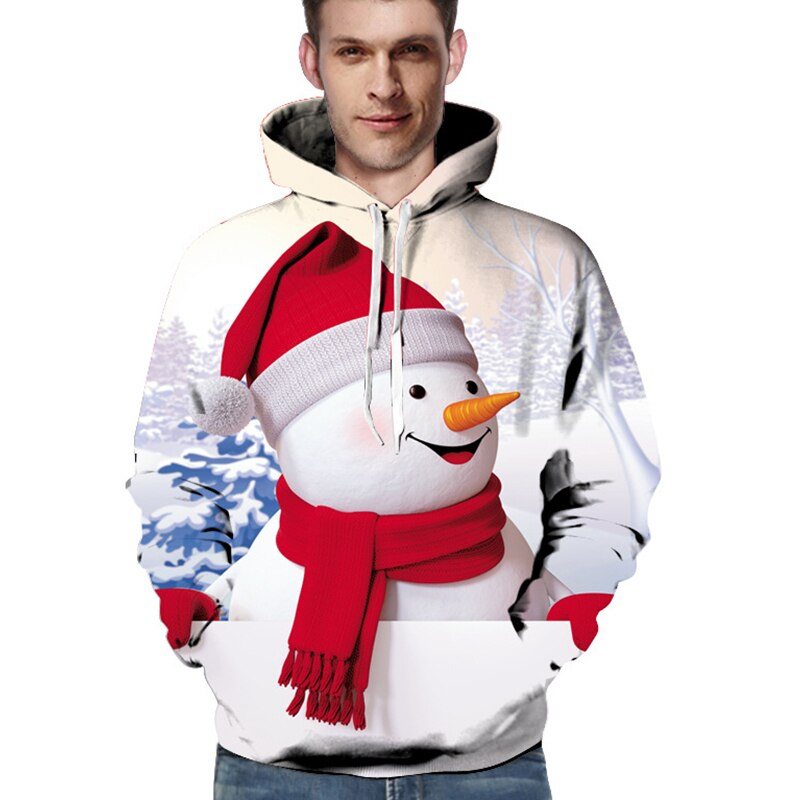Män kvinnor jul 3d tryckta tröjor polyester skateboard hoodie xmas halloween huva streetwear tröjor kläder
